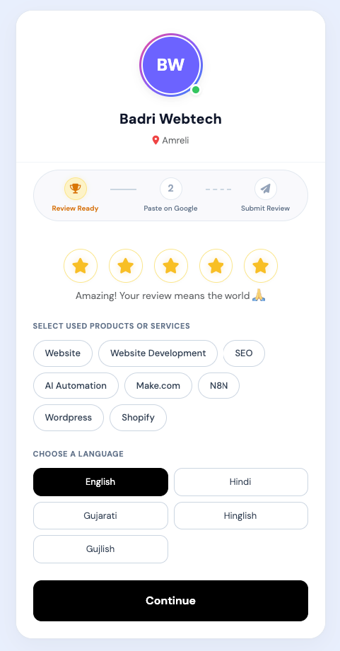 Ratingsfly branded customer review page screenshot
